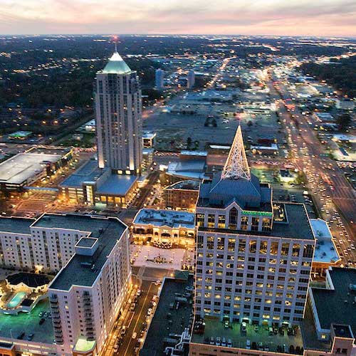 Overhead view of downtown